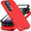 YKHJKLEC For Samsung Galaxy S23 FE Case, Military Grade 3 In 1 Next Duty, Red