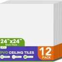 12 PCS 2 ft x 2 ft PVC Drop Ceiling Tiles, Waterproof Smooth Ceiling Panels, 12P- 24in*24in
