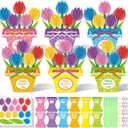 Funrous 24 Set Mother's Day Craft Kits Make Your Own Flowerpot Handmade Greeting Card DIY Mother's Day Large Paper Tulip Craft Kits for Mom Gift Spring Holiday Party Activity Flower Art Projects