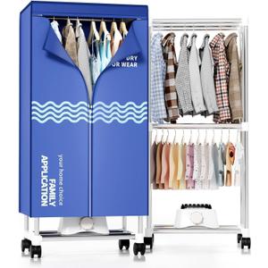 Clothes Dryer, Portable Drying Machine with Timer, 60inch Laundry Drying Wardrobe with Large Capacity, Electric Dryer/Rack for Home | Appartments (Blue)