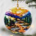 Mountain Range Ornaments, Christmas Ornaments: Christmas Tree Decorations, Holiday Decor, Stocking Stuffers, Gift Ideas, Xmas Gifts & Gifts for Nature Lover (Mountains-sunset-creek)
