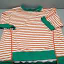 SHEWIN Shirts for Women 2026 Loose Short Sleeve Sweatshirt Cute Womens Summer Tops Dressy Casual Crewneck Color Block Tee Shirt Trendy Spring Outfits White and Orange Stripe XL