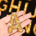 Waydress 26 Piece Rhinestone Iron On Patch A-Z Pearl Bling Rhinestone Letter Patch Glitter Alphabet Applique Rhinestone Pearl English Letter for DIY Craft Supplies(Gold, Solid Style)