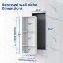 Neodrain 12X30 Inch White Three Layers Stainless Steel Shower Niche, NO Tile Needed Recessed Niche Shelf for Bathroom Storage, 3-Tier Recessed Built-in Wall Niche