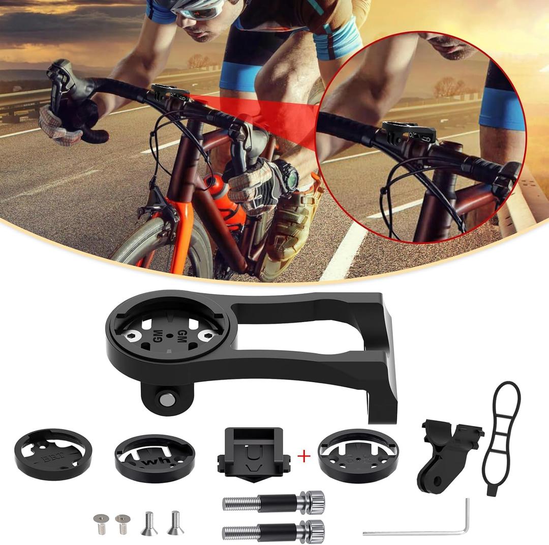 Cycling Computer Mount - Versatile Out Front GPS Mount for Wahoo, Garmin, Bryton, Cateye - Compatible with 1.26''/32mm Handlebars - Ideal for Mountain Bikes and More (Black)
