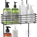 SMARTAKE Hanging Shower Head Caddy, Rustproof Bathroom Shower Shelf Organizer, SUS201 Stainless Steel Over The Storage Rack, for Toilet, Bathroom, Black