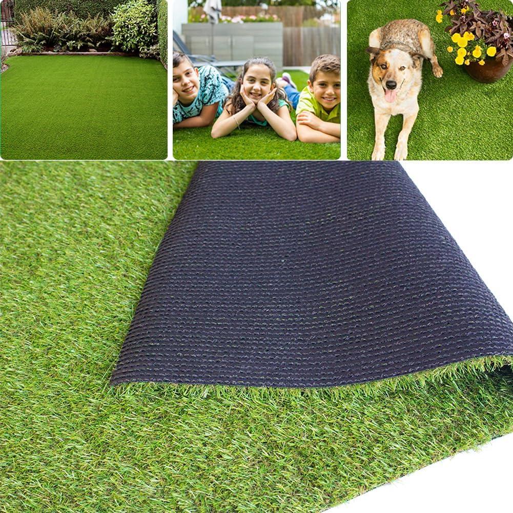 Artificial Grass Rug 0.8 Inch Pile Height 3FTx10FT Indoor Outdoor Rug Fake Grass Carpet with Drainage Holes Green Synthetic Grass Turf Mat Turf Grass for Patio Deck Balcony Landscape Lawn