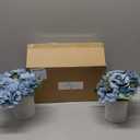 Flower Table Centerpieces - Set of 6 Floral Arrangement Artificial Wedding Hydrangeas Floral Arrangement with Rustic Metal Vase for Bridal Tea Party Event Decorations - Dusty Blue