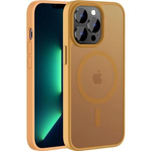 Hualele Magnetic for iPhone 13 Pro Case,Compatible with MagSafe, Military Grade Dropproof Translucent Matte Hard Back Soft Edge Slim Phone Case iPhone 13 Pro Brown