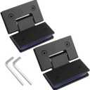 135 Degree Glass Shower Door Hinges, Heavy Duty Frameless Glass Door Hinges Replacement Parts with Mounting Hardware, Stainless Steel Bathroom Gate Clamp for 3/8 to 1/2Glasss, Black