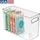 iDesign Slim Clear Plastic Bathroom Storage Bin, Tall Narrow Organizer for Lotions, Creams, and Toiletries