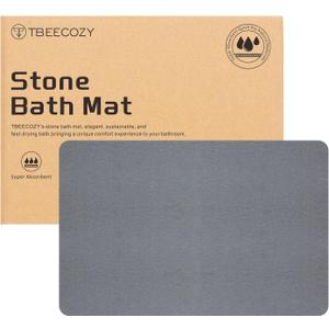 Stone Bath Mat, Diatomite Fast Drying Non Slip Stone Shower Mat, Super Absorbent for Bathroom & Kitchen, Multi-Use as Pet Mat, Easy to Clean 16"x24", Gray (Style 08-gray)