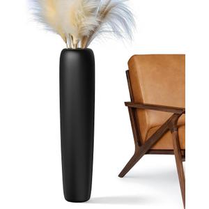 27.5" Black Vase for Home Decor - Tall Floor Vase for Living Room, Bedroom, Office - Elegant Minimalist Tall Vases for Large Dried Stems, Pampas Grass, Artificial Branches