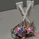 4th of July Decorations, 2 Pack 24 Inch Fourth of July Decorations Patriotic Tree with 8 Wooden Ornaments, USB/Battery Operated Red White Blue Lights Independence Day July 4th Decorations for Home