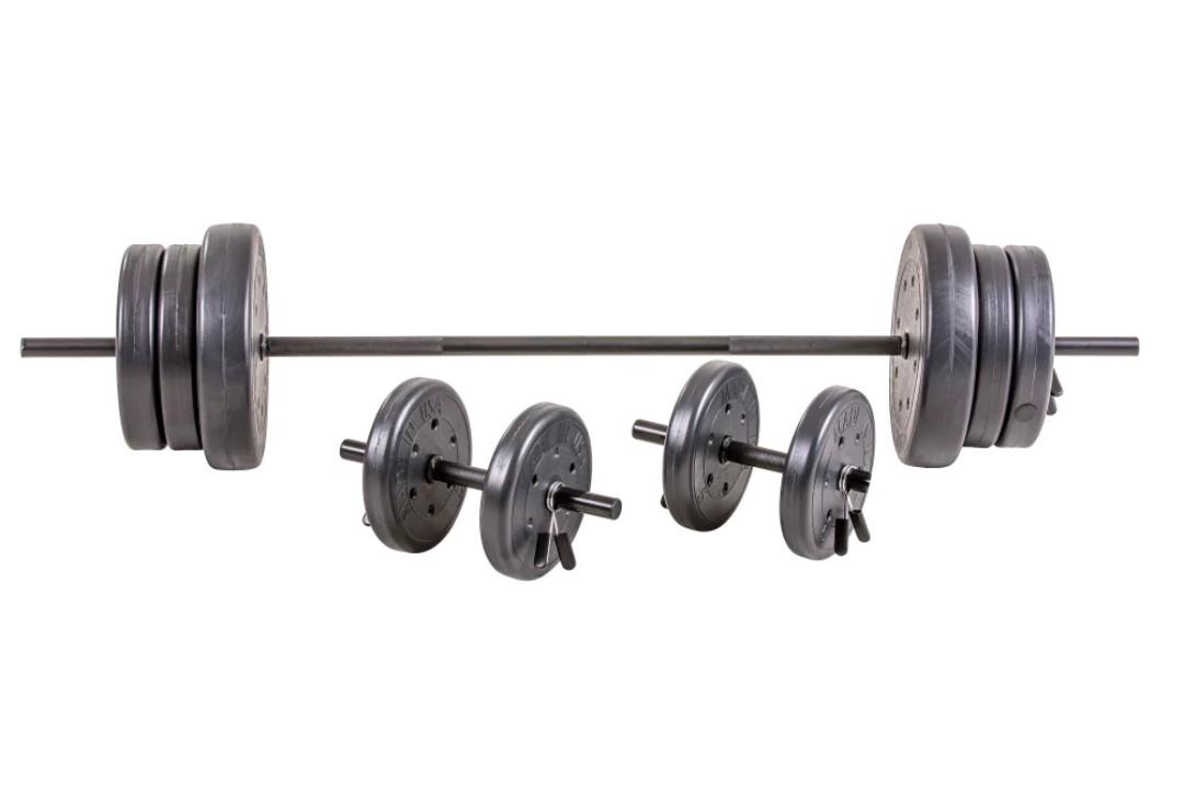 US Weight 105 Pound Barbell Weight Set for Home Gym| Adjustable Weight Set with Two Dumbbell Bars and Full 6 Ft Bar