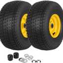 (2 Pack) 15x6.00-6 Tubeless Tire and Wheel, 3" Offset Hub, 3/4" Bearing, 4 Ply, 15x6-6 Replacement Riding Lawn Mower Front Tires, Compatible with 100 and 300 Series John Deere Riding Mowers