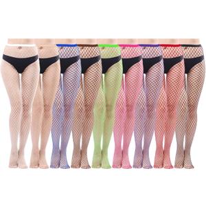 HOVEOX 9 Pairs Fishnet Stockings Fishnet Tights Patterned Fishnets Stockings Lace Patterned Tights Thigh High Pantyhose (Multicolor, Medium)