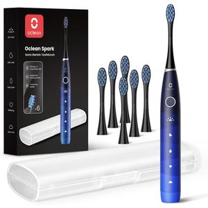 Oclean Electric Toothbrush for Adults, 150 Days Battery Life Electric Toothbrush, USB Rechargeable Sonic Travel Toothbrush with 6 Brush Heads & Travel Case, 5 Modes and Smart Timer (Blue)