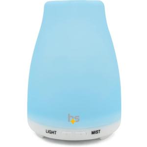 HealthSmart Essential Oil Diffuser, Cool Mist Humidifier and Aromatherapy Diffuser with 150ML Tank Ideal for Small Rooms, Adjustable Timer and Mist Mode, White