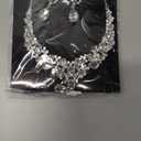 Hicarer Bridal Teardrop Cluster Crystal Jewelry Set for Women Necklace Earrings Wedding (Silver)