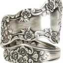 925 Sterling Silver Oxidized Spoon Ring Adjustable Ring Jewelry Gifts for Women 10