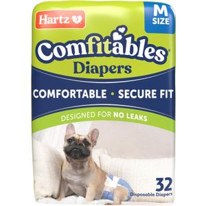 Hartz Disposable Dog Diapers, Size M 32 count, Comfortable & Secure Fit, Easy to Put On (Medium, Value Pack)