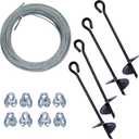 Tie Down 59070 Galvanized Cable (Includes 4 Anchors, 8 Clamps, 50 Feet Galvanized Cable), Black
