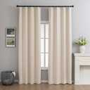100% Linen Blackout Curtains for Bedroom 84 Inches Long, Rod Pocket Living Room Drapes, Thermal Insulated Beige Blackout Curtains 2 Panels Set, 50" W x 84" L (50"W x 84"L (Pack of 2))