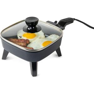 HomeCraft 7-Inch Electric Non-Stick Skillet, Adjustable Temperature Control, Cool-Touch Handle with Tempered Glass Lid, Perfect For Healthy Keto & Low-Carb Diets, Rice Bowls, & Eggs
