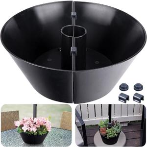 EBaokuup Umbrella Planters - Half Circle Planter Pots with Umbrella Hole - Flower Planters Pots Container for Indoor Outdoor Garden Home Plants (1pack Black)