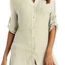 Swimsuit Coverup for Women 2024, V-Neck Beach Button Down Bikini Cover Ups Knee-Above Shirt Tops (XL, Light Yellow)