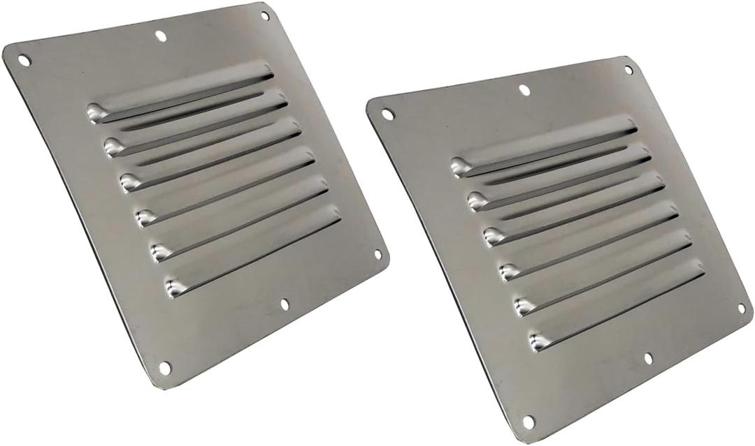 Boat Cabin Vents Louver Grill Cover Ventilation Louver 4-1/2" X 5" 316 Stainless Steel Stamped Air Venting Panel Cover 2 Pack
