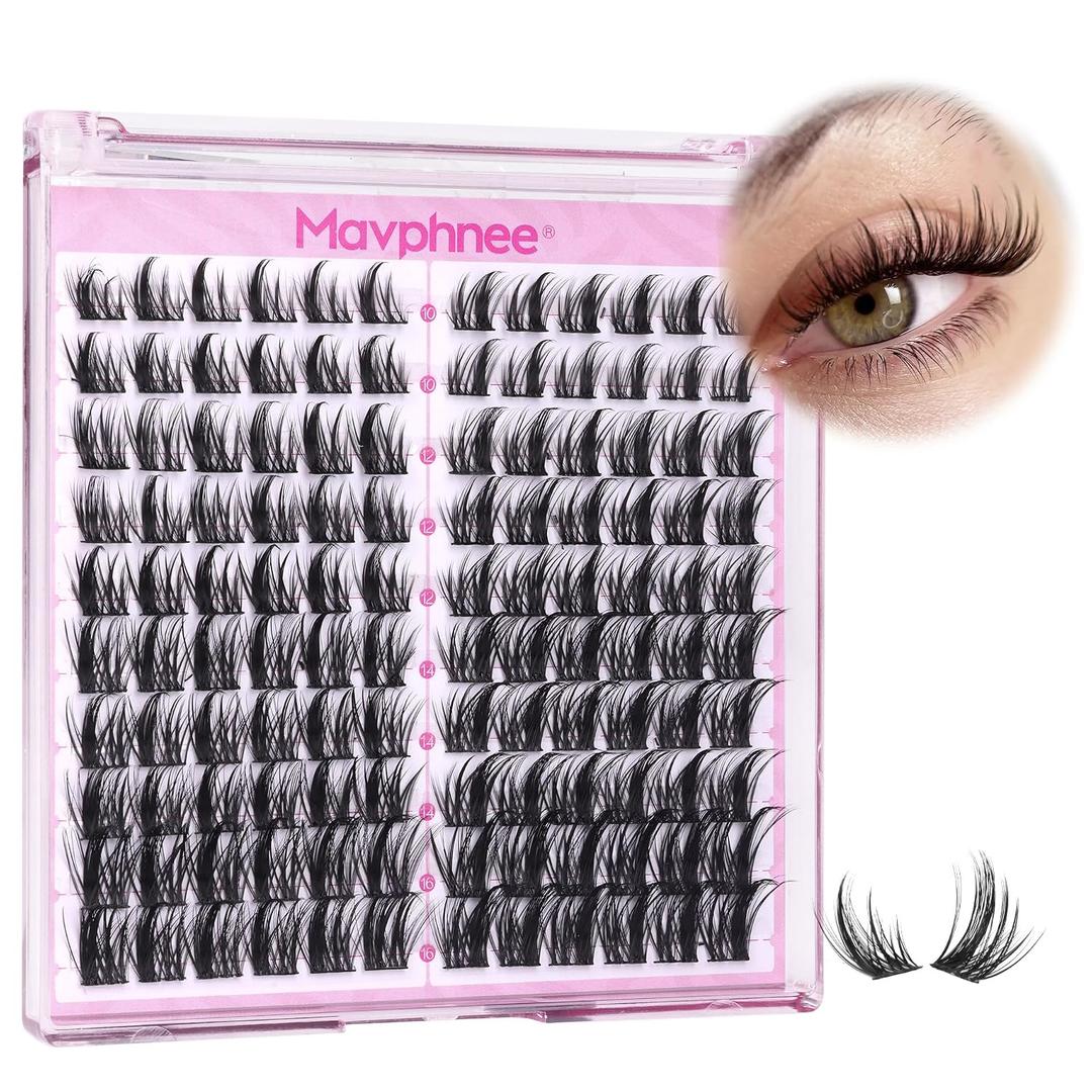 Natural Lash Clusters Spiky Eyelash Extensions Wispy Individual Lashes Manga Eyelash Individuals 120 Pcs CC-Curly Cluster Eyelash Extensions 10-16MM Mixed DIY Lash Extensions by Mavphnee
