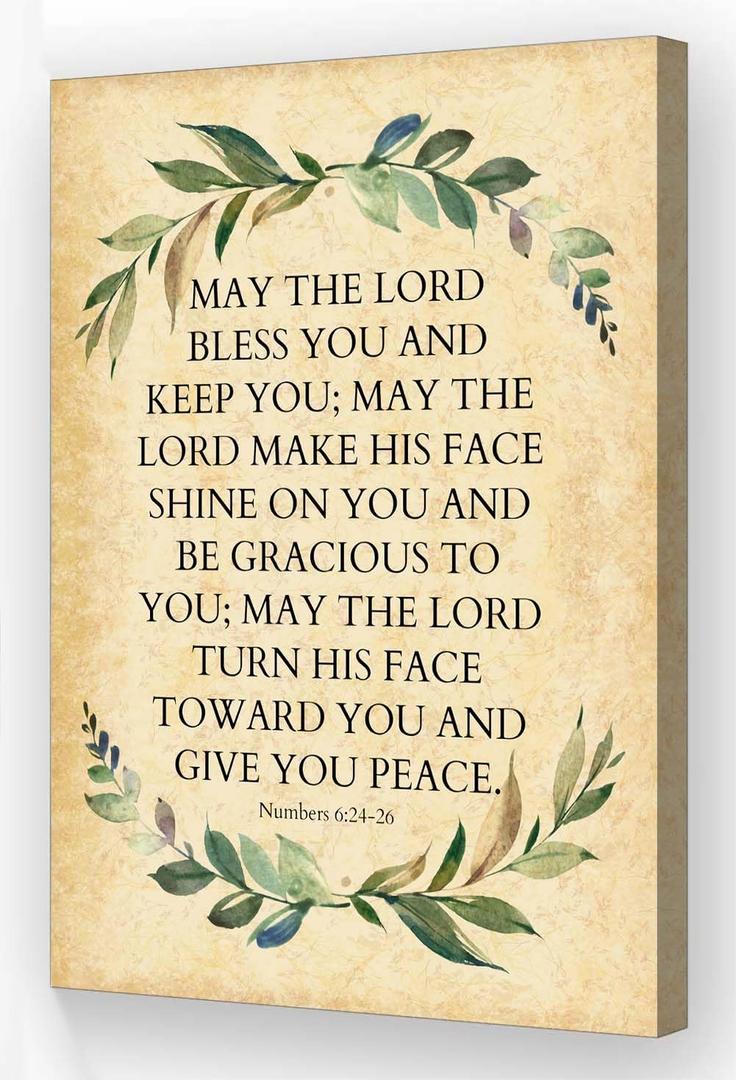 May The Lord Bless You and Keep You Numbers 6 24-26 Wall Art Bible Verse Poster Framed Quotes Wall Art Inspirational Poster Vintage Religious Positive Sayings Wall Decor (08x12in,Framed)