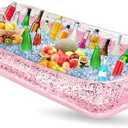 Leitee Inflatable Serving Bar with Drain Plug 52 x 24 x 5'' Inflatable Ice Serving Buffet Bar for Party Food Cooler Buffet Drink(Pink, Sequin Style)