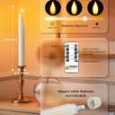 Homemory 24 Pcs Waxy Flameless Taper Candles with Remote, Flickering Battery Operated Taper Candle, Led Flameless Candlesticks Classic Tall Candles for Home, Wedding, Party, White, 9.6 inches