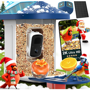 PeckCam Bird Feeder with Camera with AI Identify 10000+ Birds Species, 3 Solar Panels, 2K Live View, Instant Arrival Alerts, Smart Bird House with Cam, Gift for Bird Lovers (Blue)