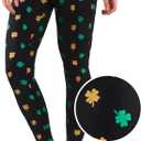 Tipsy Elves Fun St. Patrick's Day Leggings for Women for Parties and Festivals High Waisted and Low Waisted Styles (Black, S)