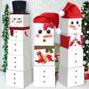 Funtery 16 Pcs Christmas Stacking Box Christmas Snowman Gift Tower Xmas Boxes for Gifts Stackable Snowman Boxes with Lids for Presents 3 Designs Tower Xmas Nesting Decorative