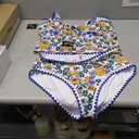 ZAFUL Tankini Swimsuit Tummy Control Bathing Suits Two Piece Swim Top with High Waisted Bottom (White, XL)