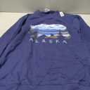 Alaskan Bear with Lake & Mountain Souvenir Sweatshirt Navy Blue, Small