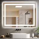 Hivone 40X30 LED Bathroom Mirror with Lights, Anti-Fog, Dimmable, Backlit + Front Lit, Smart Bathroom Vanity Mirror, Memory Function, Shatterproof, Tempered Glass (Horizontal/Vertical)