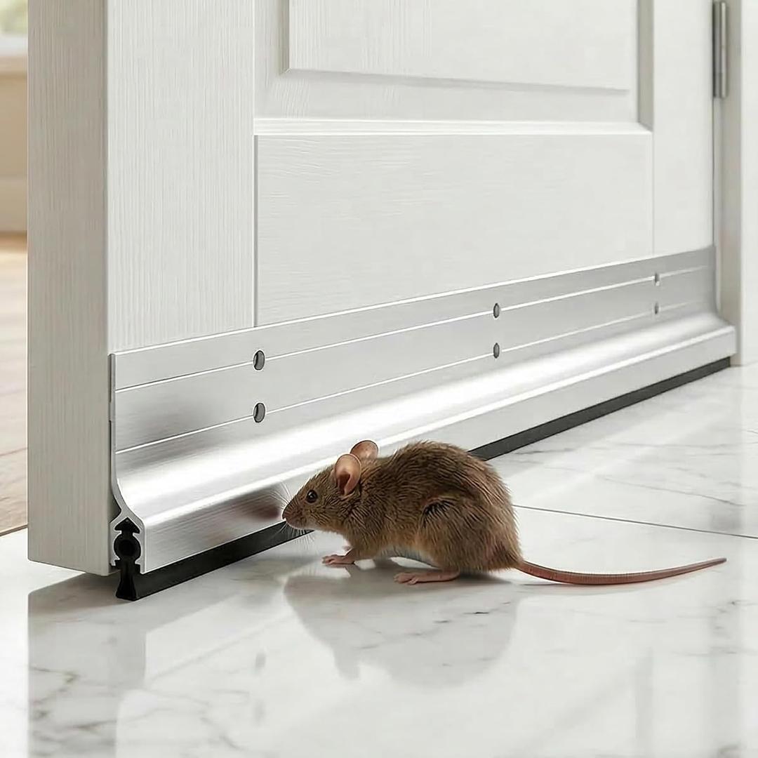 4pcs Metal Door Draft Stopper 36 Inch Aluminum Mouse Bottom Mice Seal Strip Rodent Proof Door Sweep Noise Blocker Door Silver