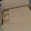 BAG BOX 100 Pcs Medium 8.25x4.3x10.6 Inch Brown Kraft Paper Gift Bags with Handles for Bulk Wedding, Party Favors, Grocery, Shopping, Retail Merchandise, Gift Sacks