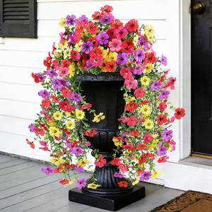 Artificial Flowers for Outdoors, UV Resistant 2 Bundles Fake Silk Flowers for Outside, Realistic Faux Plants for Hanging Baskets, Planters - Porch, Patio, Yard Dcor (Mix)