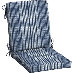 Arden Outdoor Dining Chair Cushion, 20 in x 20 in, Weather-Proof, Rain-Proof, Fade Resistant Patio Cushion for Patio, Dining, or Rocking Chairs 20 x 20, Blue Shibori Stripe