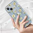 luolnh Compatible with iPhone 14 Case for Girly Women Shockproof Clear Plant Pattern Hard Back Cover for iPhone 14 6.1 inch 2022(Green Chrysanthemum)