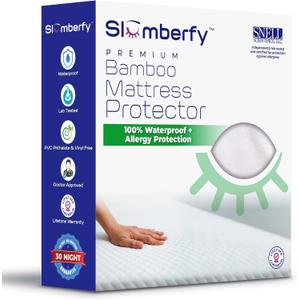 Waterproof Mattress Protector by Slumberfy | Hypoallergenic Viscose Made from Bamboo Mattress Protector | Natural + Breathable Jacquard Fabric | Queen Mattress Cover  60x80