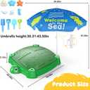Turtle Sandbox with Lid and Adjustable Umbrella, Large Square Sand Box with 6 Molds & 4 Shovels, Outdoor Beach Toys for Toddlers Ages 3+