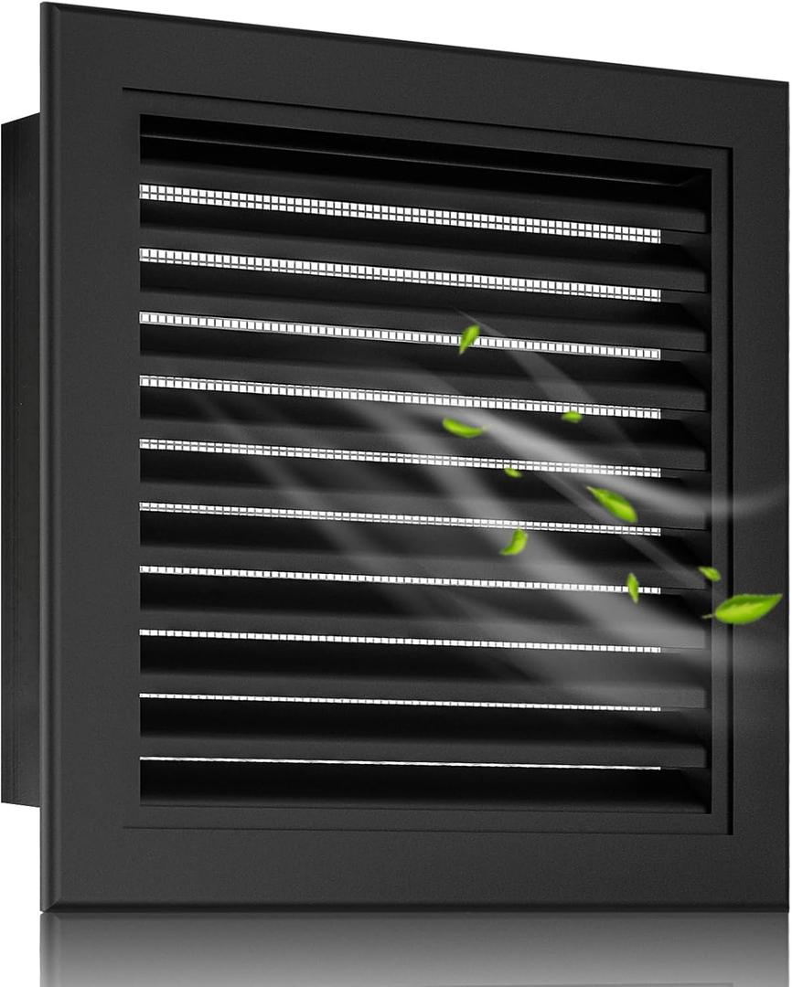 22"x22" Gable Vent Aluminum Alloy  High-Airflow Vent for House & Shed, Rustproof Metal Mesh Blocks Small Animals, Waterproof & Anti-Condensation, Opening 20"x20" Black